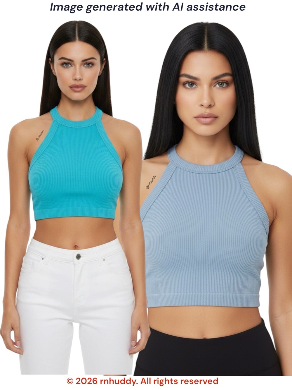 Aerie M lot of 2 Superchill Seamless High Neck Shelf Bra crop top